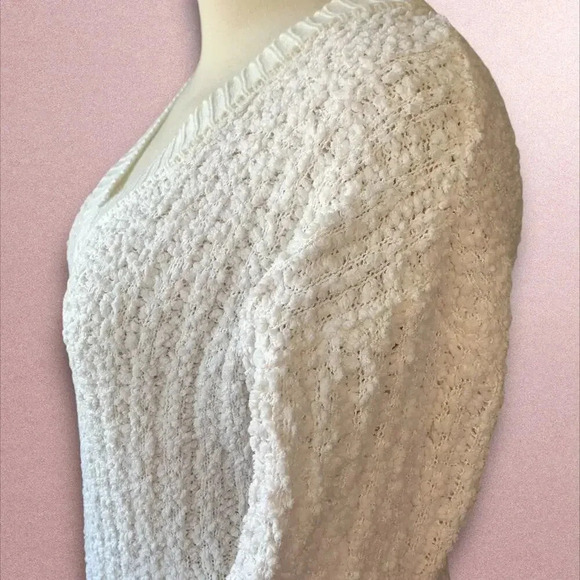 Zenana Premium Oversized Popcorn Knit Tunic Sweater Long Sleeves Size XL Ivory - Picture 9 of 16